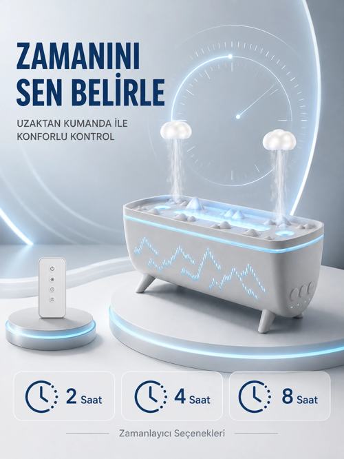 Uzaktan Kumandalı Aroma Difüzörü Sessiz Hava Nemlendirici Alev Efektli 2 4 8 Saat Zamanlayıcıl