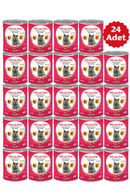Premium Yüksek Proteinli Kuzu Etli Konserve Yaş Kedi Maması 415Gr X 24 Adet