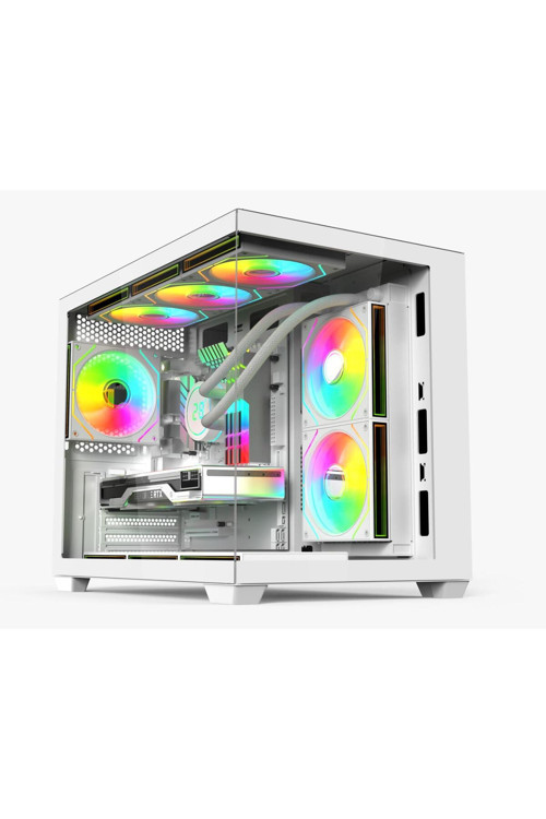 Large 7X120Mm Rgb Fanlı Kumandalı Akvaryum Kasa Beyaz