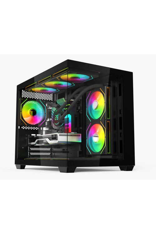 Large 7X120Mm Rgb Fanlı Kumandalı Akvaryum Kasa Siyah