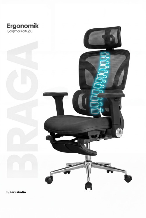 Braga Ergonomik Çalışma Koltuğu - Siyah