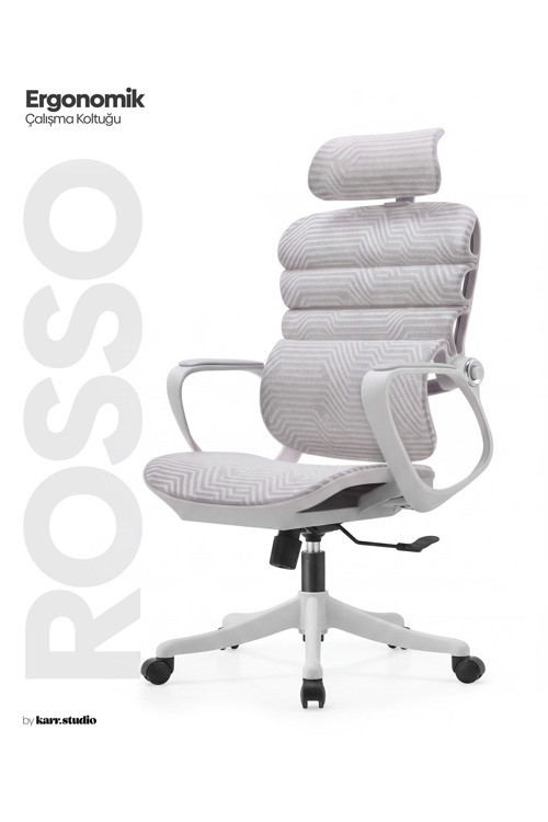 Rosso Ergonomik Çalışma Koltuğu - Sabit Kolçak - Beyaz