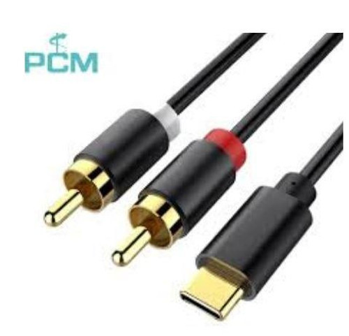Powermaster PM-29963 USB Type-C Erkek To 2X RCA Erkek Stereo 2 Metre Ses Aktarım Kablosu