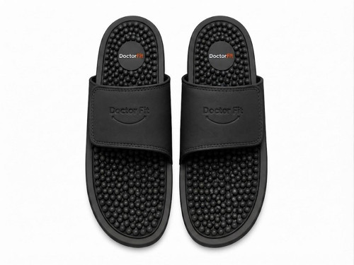 37 Numara Unisex Refleksoloji Rahatlatıcı,Akapunktur Masaj Terliği Antibakteriyel Deri Siyah