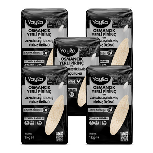 Osmancık Yerli Pirinç ve Zenginleştirilmiş Pirinç Ürünü (A+B9+Fe) 1 kg x5