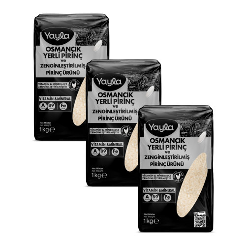 Osmancık Yerli Pirinç ve Zenginleştirilmiş Pirinç Ürünü (A+B9+Fe) 1 kg x3