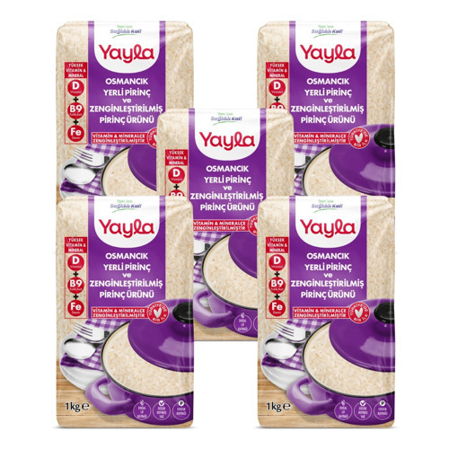 Osmancık Yerli Pirinç ve Zenginleştirilmiş Pirinç Ürünü (D+B9+Fe) 1 kg x5
