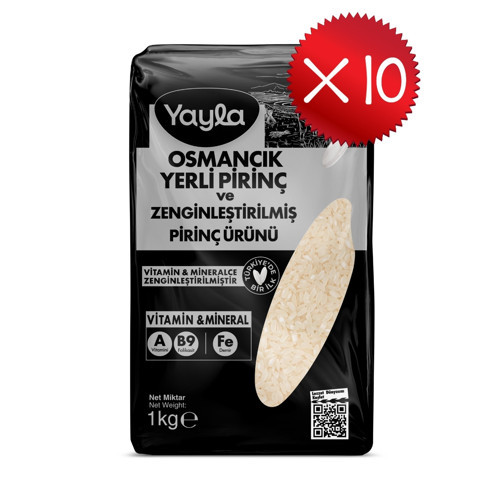 Osmancık Yerli Pirinç ve Zenginleştirilmiş Pirinç Ürünü (A+B9+Fe) 1 kg x10