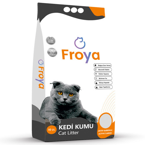 Froya Aktif Karbonlu Topaklanan 10L Bentonit Kedi Kumu