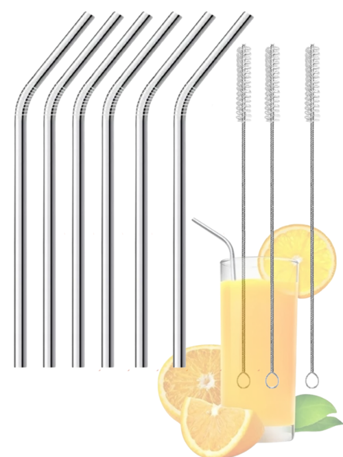 9 Parça Paslanmaz Çelik Pipet Seti Ve Çubuk Pipet Temizleme Fırçası