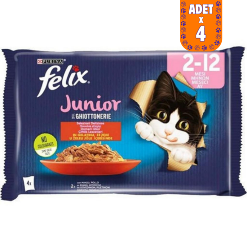 Multipack Junior Sığır Etli ve Tavuklu Yavru Kedi Yaş Maması 4x85 Gr 4 Adet