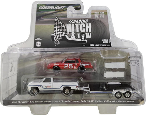 Greenlight 1/64 Racing Hitch & Tow Series 5 1986 Chevy C30 Custom Deluxe and 1986 Tim Richmond Monte