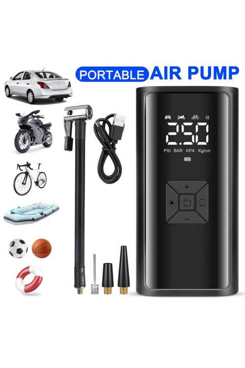 A7744 Şarjlı Lastik Şişirme Pompası Led Işıklı 4500MAH Powerbank Özellikli Hava Kompresörü