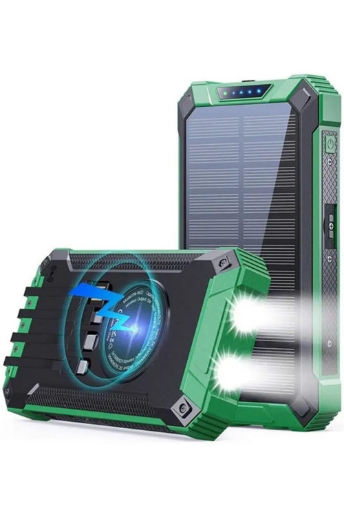 20000MAH SOLAR POWERBANK WİRELESS KABLOSUZ ŞARJ ÖZELLİKLİ KENDİNDEN KABLOLU TAŞINABİLİR ŞARJ ALETİ