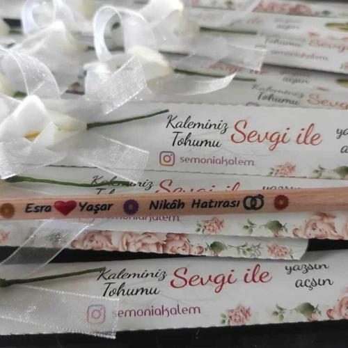 KİŞİYE ÖZEL NİŞAN HEDİYESİ 20 ADET TOHUMLU KALEM