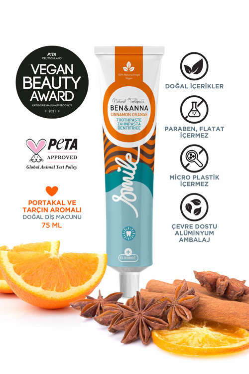 White + Cinnamon Orange Doğal Diş Macunu Seti 75 Ml X 2 |Vegan, Florürlü, Paraben İçermez