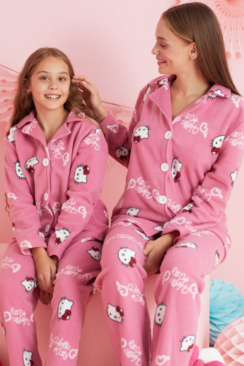 Lisanslı Polar Düğmeli Pijama Takım HK355