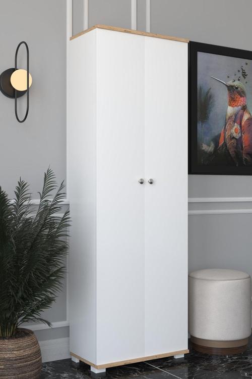 8 Raflı Çok Amaçlı Mutfak, Banyo, Kiler Dolabı Meşe / Beyaz