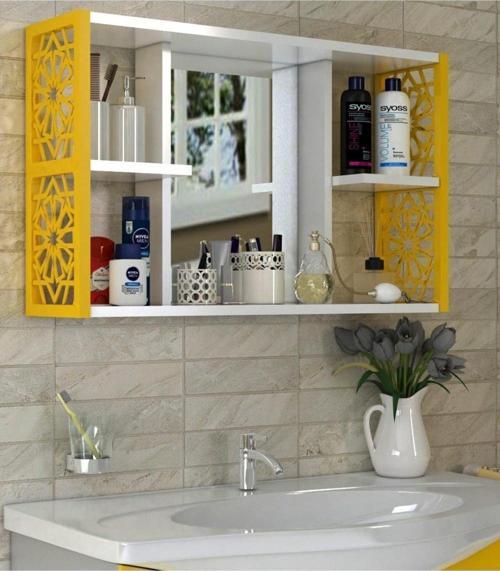 Aynalı Banyo Dolabı sarı