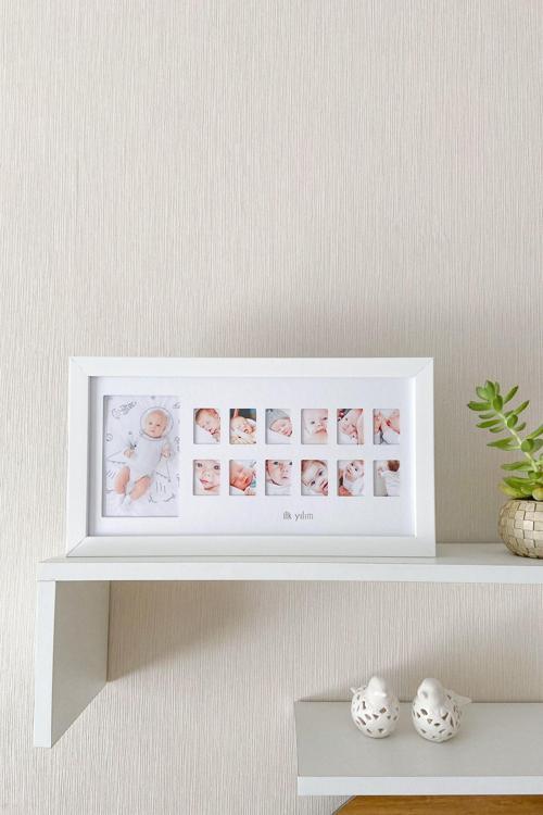 Ilk Yılım Fotoğraf Anı Çerçevesi - Dekoratif Bebek Odası 12 Aylık Resim Hatıra Çerçevesi