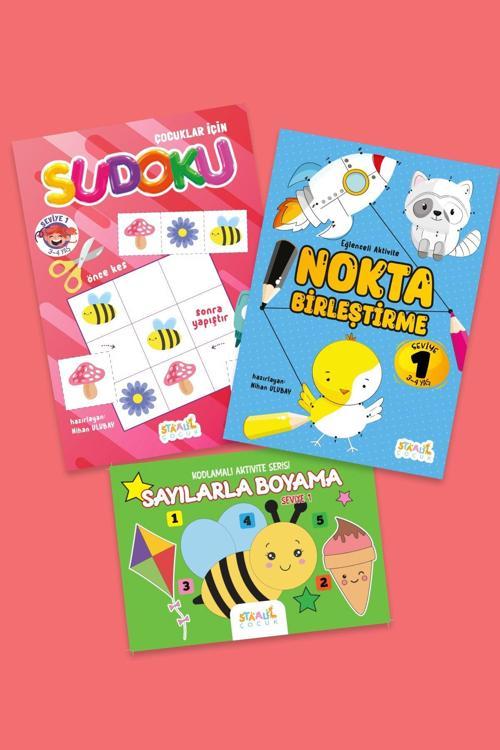 Eğlenceli Aktivite Seti - 1 (3 KİTAP) Boyama Ve Aktivite Kitapları