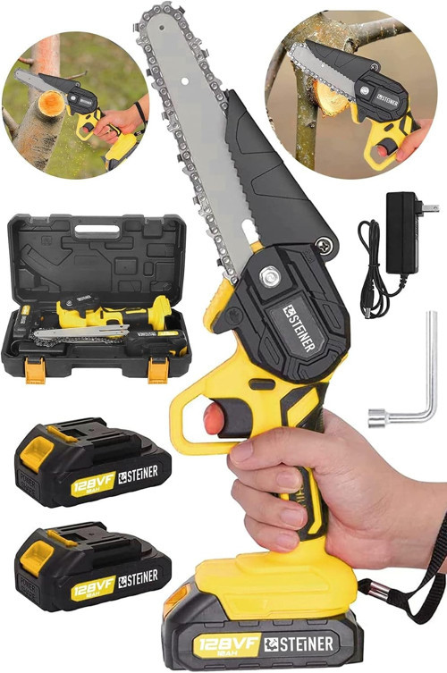 Alman 128 Vf 10 Ah Çelik Şanzuman Akülü Dal Kesme Budama Testere Bıçkı Makinesi 15 Cm Sarı