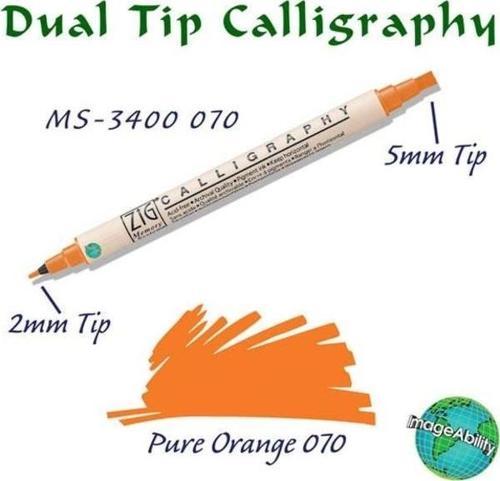 Calligraphy Çift Uçlu Kaligrafi Kalemi 2 mm + 5 mm 070 Pure Orange