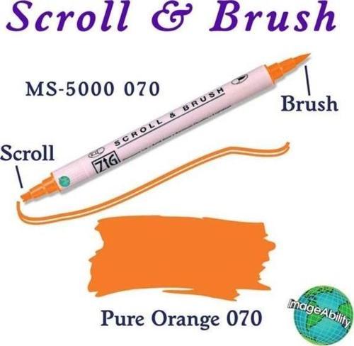 Scroll & Brush Çift Çizgi ve Fırça Uçlu Kaligrafi ve Gölgeleme Kalemi 070 Pure Orange
