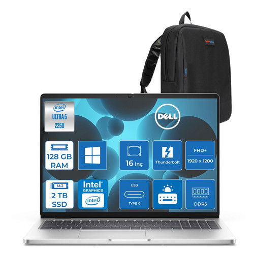 Pro 16 PC16250 Intel Core Ultra 5 225U Aı 128GB Ddr5 2tb SSD Intel Graphic 16.0-Inch Ips, Wuxga (1920 x 1200)300NITS WIN11PRO 36AY Gar.taşınabilir Bilgisayar WBTO105PCP39+ZETTAÇANTA
