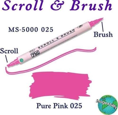 Scroll & Brush Çift Çizgi ve Fırça Uçlu Kaligrafi ve Gölgeleme Kalemi 025 Pure Pink