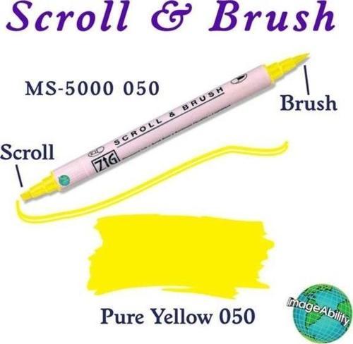 Scroll & Brush Çift Çizgi ve Fırça Uçlu Kaligrafi ve Gölgeleme Kalemi 050 Pure Yellow
