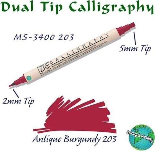 Calligraphy Çift Uçlu Kaligrafi Kalemi 2 mm + 5 mm 203 Antique Burgundy