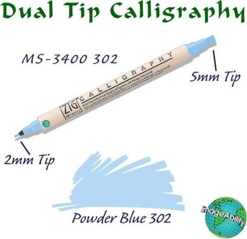 Calligraphy Çift Uçlu Kaligrafi Kalemi 2 mm + 5 mm 302 Powder Blue