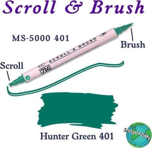 Scroll & Brush Çift Çizgi ve Fırça Uçlu Kaligrafi ve Gölgeleme Kalemi 401 Hunter Green
