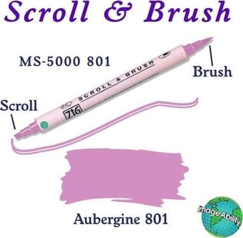Scroll & Brush Çift Çizgi ve Fırça Uçlu Kaligrafi ve Gölgeleme Kalemi 801 Aubergine