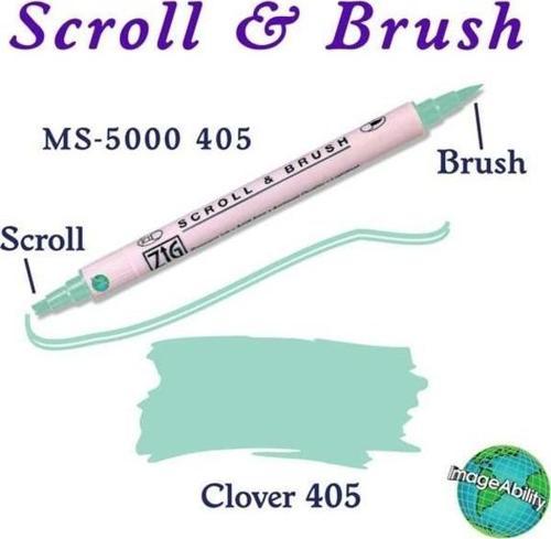 Scroll & Brush Çift Çizgi ve Fırça Uçlu Kaligrafi ve Gölgeleme Kalemi 405 Clover