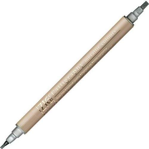 Çift Uçlu Yaldızlı Kaligrafi Kalemi 2 mm + 3.5 mm 102 Metallic Silver
