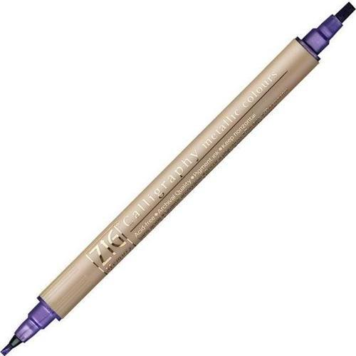 Çift Uçlu Yaldızlı Kaligrafi Kalemi 2 mm + 3.5 mm 124 Metallic Violet