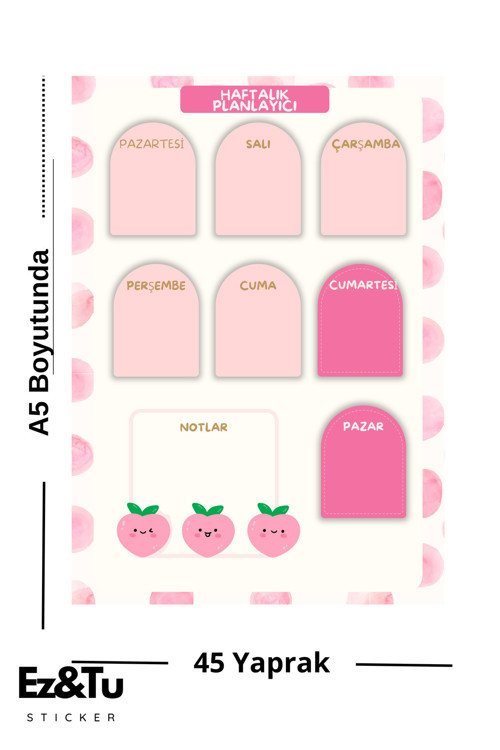 Pembe Desenli Haftalık Planlayıcı – 45 Yaprak A5 | Koleksiyon