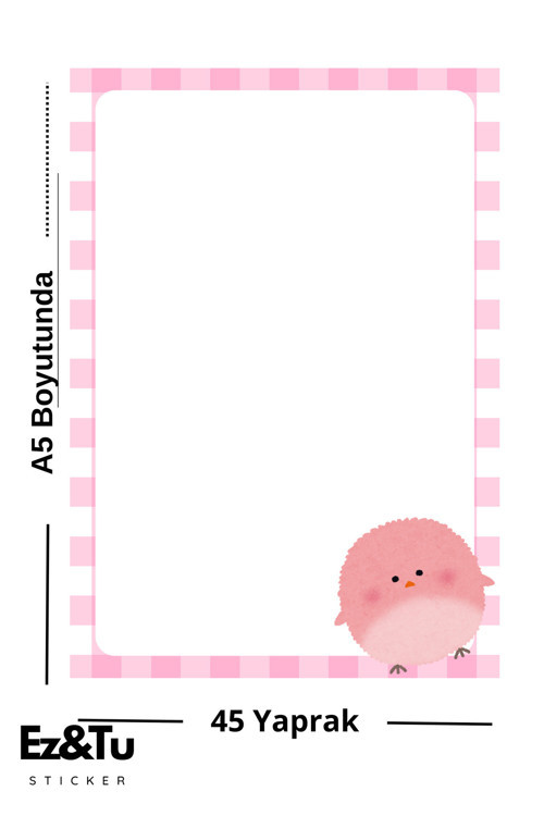 Pembe Civcivli A5 Not Defteri – 45 Yaprak | Cute Serisi