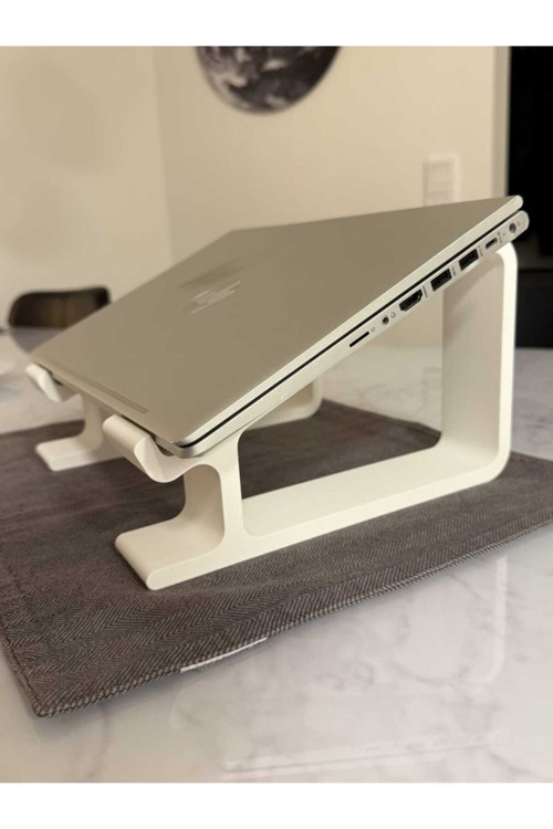 Ergonomik Laptop Standı Beyaz Notebook Yükseltici İki Parçalı Masaüstü Bilgisayar Altlığı