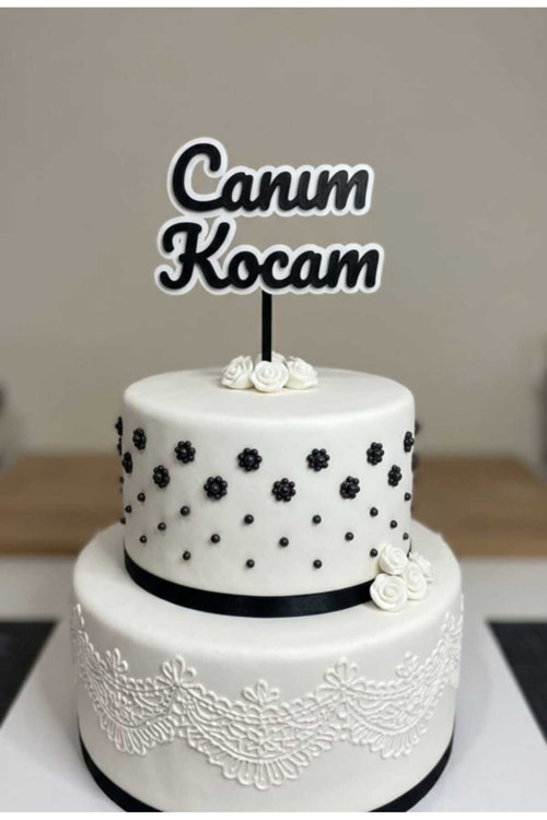 2 Adet Canım Kocam Yazılı Pasta Süsü Cake Topper Seti - Yıl Dönümü Ve Doğum Günü Dekoru