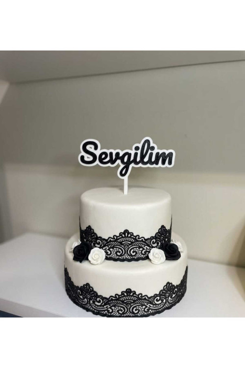 2 Adet Sevgilim Yazılı Pasta Süsü Cake Topper Seti - Yıl Dönümü Ve Sevgililer Günü Dekoru
