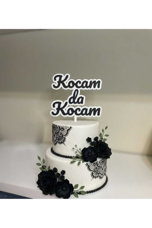 Kocam Da Kocam Yazılı Pasta Üstü Süsleme Doğum Günü Yıl Dönümü İçin 3D Butik Pasta Dekoru