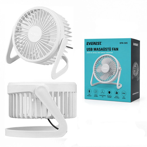 USB ŞARJLI - PVC GÖVDE 14.5X14.1CM MASA ÜSTÜ FAN - VANTİLATÖR EFN-505 (5047)