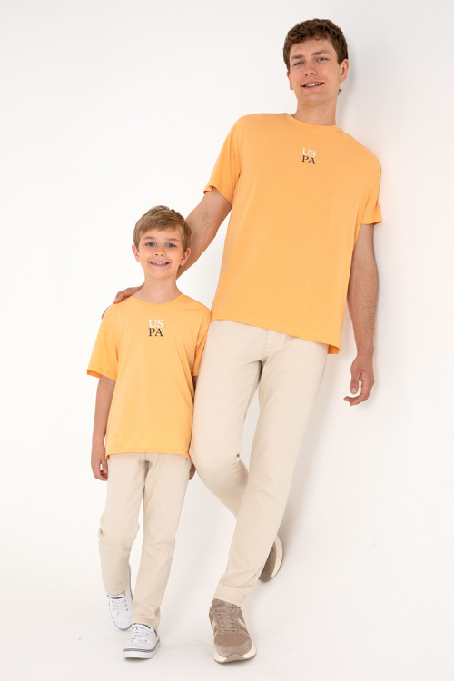 Erkek Comfort Fit Bisiklet Yaka Turuncu Tişört 50306450-VR202