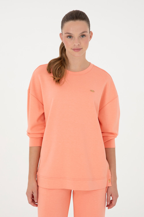 Kadın Somon Bisiklet Yaka Sweatshirt 50297369-VR047
