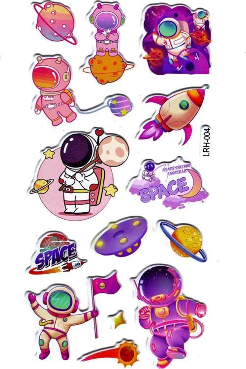 Sticker Kabartmalı Stiker Defter Planlayıcı Etiket (Lrh004)-17x9 cm- Space Astronot