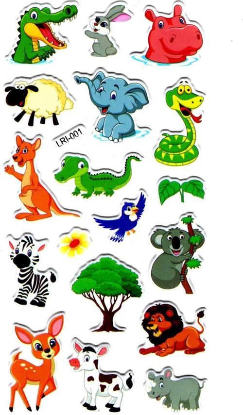 Sticker Kabartmalı Stiker Defter Planlayıcı Etiket (LRI001)-17x9 cm- Neşeli Hayvanlar