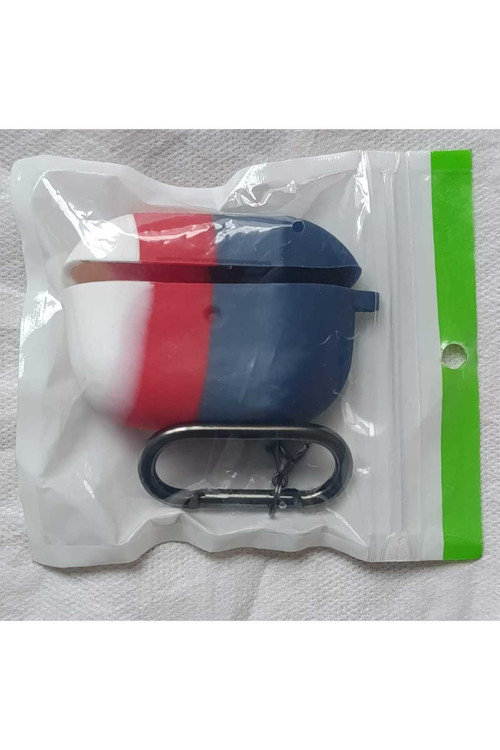 Apple Airpods Pro İle Uyumlu, Kırmızı, Beyaz Ve Mavi Renkli, Darbeye Dayanıklı Silikon Bir Koruyucu Kılıftır.